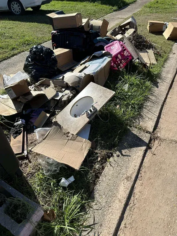 Curbside junk before pickup